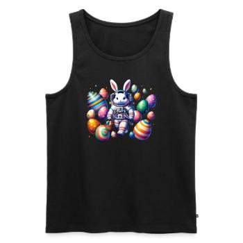 Lapin de Pâques Astronaute Garçons Filles Panier De Pâques - Débardeur bio Premium Homme - noir - Devant - AI Model Male 178 light (178cm)