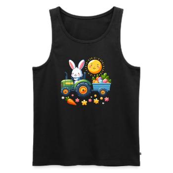 Tractor, Farmer, Easter Basket, Easter Bunny, Happy Easter - Men's Premium Organic Tank Top - black - Front - AI Model Male 178 light (178cm)