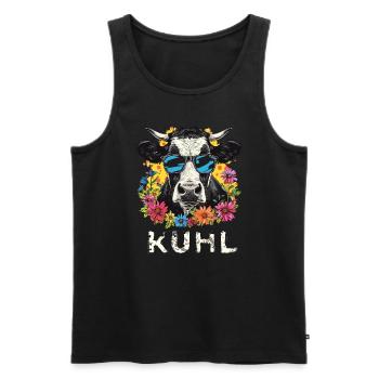 Funny Cow Farmer Farmer Cool Agriculture - Men's Premium Organic Tank Top - black - Front - Michal (187cm)