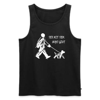 Celui qui marche avec le chien Drôle de dicton de chien - Débardeur bio Premium Homme - noir - Devant - Michal (187cm)