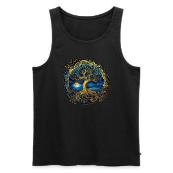 Nordic Celtic Tree Tree Of Life Tree Of Life - Men's Premium Organic Tank Top - black - Front - AI Model Male 178 light (178cm)