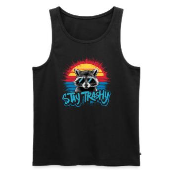 Stay Trashy Lustiges Kostüm Waschbär - Männer Premium Bio Tank Top - Schwarz - Vorne - Michal (187cm)