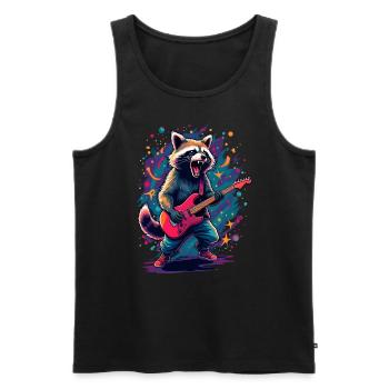 Rock Guitariste Guitare Raccoon Festival Musique - Débardeur bio Premium Homme - noir - Devant - Michal (187cm)