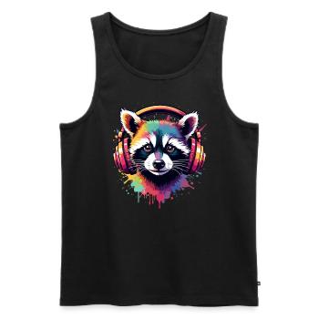 raton laveur DJ Costume Carnaval Concert Festival Musique - Débardeur bio Premium Homme - noir - Devant - Michal (187cm)