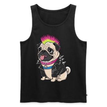 Mops Hundehalter Mops Punk Punker - Männer Premium Bio Tank Top - Schwarz - Vorne - Michal (187cm)