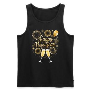 Tenue de fête du Nouvel An Nouvel An Bonne Année - Débardeur bio Premium Homme - noir - Devant - Michal (187cm)