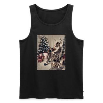 Selfie Chat Fête de Noël Tenue de Noël - Débardeur bio Premium Homme - noir - Devant - Michal (187cm)