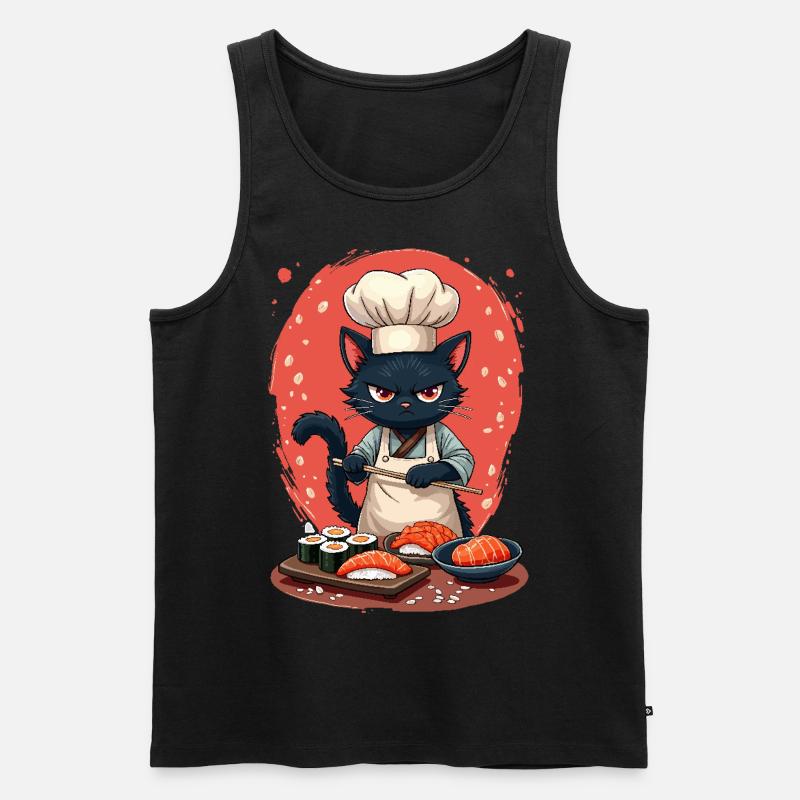 Sushi Chef Katze - Männer Premium Bio Tank Top - Schwarz