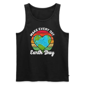 Le Jour de la Terre est toujours le jour Climat Nature Environnement Terre - Débardeur bio Premium Homme - noir - Devant - Michal (187cm)