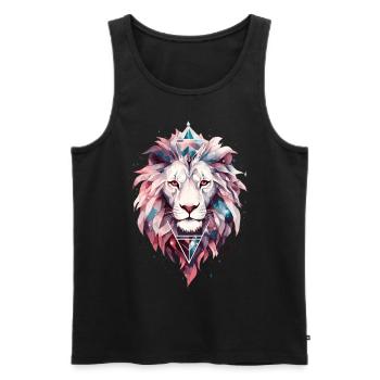Lion, Tête de lion, Galaxie cosmique, Univers, Art - Débardeur bio Premium Homme - noir - Devant - Michal (187cm)