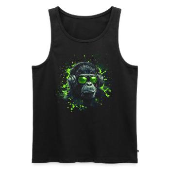 DJ Tenue cool Pop Art Techno Festival Singe - Débardeur bio Premium Homme - noir - Devant - AI Model Male 178 light (178cm)