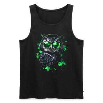 DJ Tenue cool Pop Art Techno Festival Hibou - Débardeur bio Premium Homme - noir - Devant - Michal (187cm)