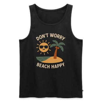 No worries, beach and be happy - Men's Premium Organic Tank Top - black - Front - Michal (187cm)