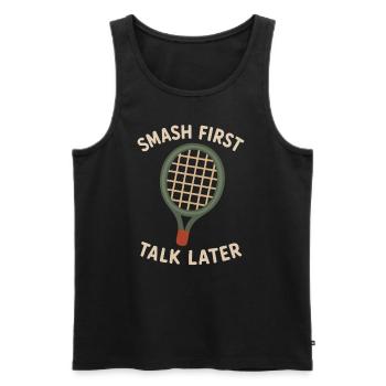 First smash, then talk - Men's Premium Organic Tank Top - black - Front - Michal (187cm)