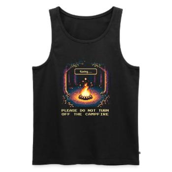 Bushcraft Campfire Survival Tent Adventure Pixel - Men's Premium Organic Tank Top - black - Front - AI Model Male 178 light (178cm)