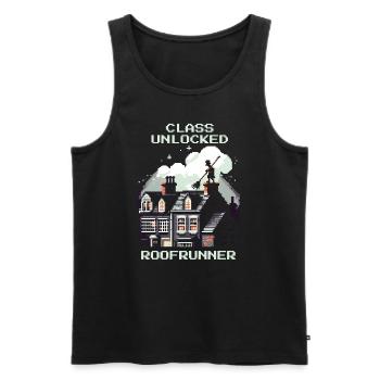 Chimney Sweep Roof Runner Class Retro Pixel Art - Men's Premium Organic Tank Top - black - Front - AI Model Male 178 light (178cm)