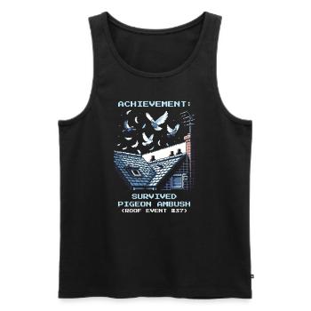 Chimney Sweep Roof Pigeons Attack Retro Pixel - Men's Premium Organic Tank Top - black - Front - AI Model Male 178 light (178cm)