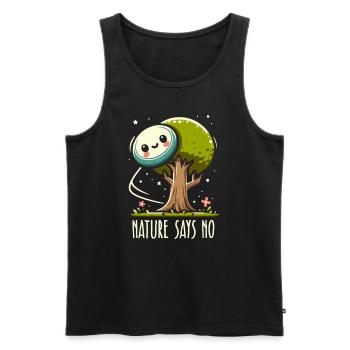 Nature Says No | Disc Golf Tree Frustration Throw - Men's Premium Organic Tank Top - black - Front - Michal (187cm)