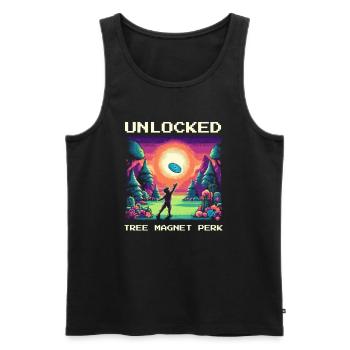 Tree Magnet | Disc Golf Tree OB Disc Pitch - Men's Premium Organic Tank Top - black - Front - AI Model Male 178 light (178cm)