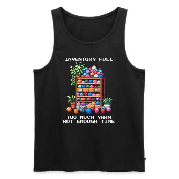 Inventory Full | Too much wool | Crochet - Men's Premium Organic Tank Top - black - Front - AI Model Male 178 light (178cm)