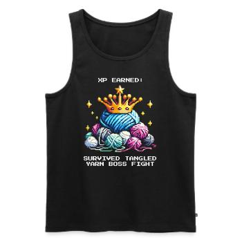 Earn XP: Defeated Balls of Wool | Crochet Yarn - Men's Premium Organic Tank Top - black - Front - AI Model Male 178 light (178cm)