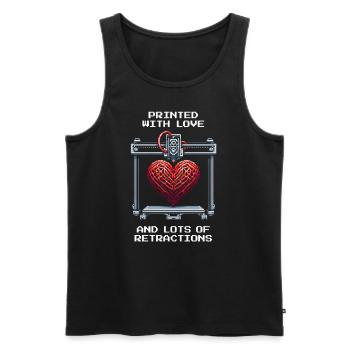 Printed with Love | Retraction Quality 3D Printing - Men's Premium Organic Tank Top - black - Front - AI Model Male 178 light (178cm)