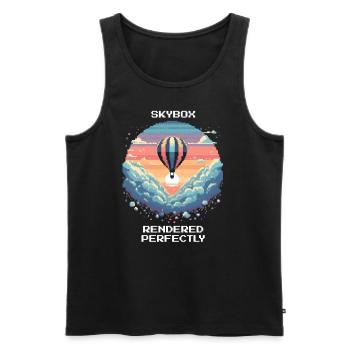 Skybox rendered to perfection | Sky Balloon Ride - Men's Premium Organic Tank Top - black - Front - AI Model Male 178 light (178cm)
