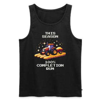 Season Run | 100% Harvest & Operational Goals - Men's Premium Organic Tank Top - black - Front - AI Model Male 178 light (178cm)