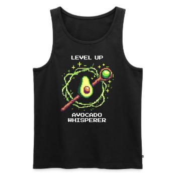 Level Up | Avocado Whisperer mit XP Power-Up - Männer Premium Bio Tank Top - Schwarz - Vorne - AI Model Male 178 light (178cm)