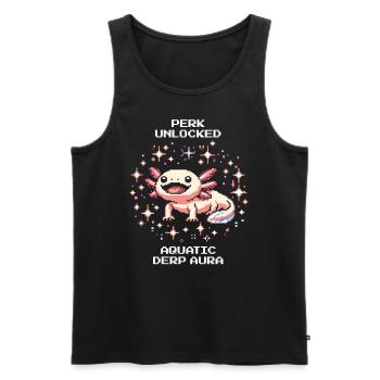 Axolotl Aura | Lustige Amphibie Retro Pixel - Männer Premium Bio Tank Top - Schwarz - Vorne - Michal (187cm)