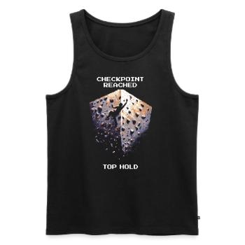 Checkpoint: Top | Bouldering Pixel Art - Men's Premium Organic Tank Top - black - Front - AI Model Male 178 light (178cm)