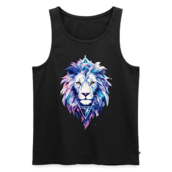 Lion, Tête de lion, Galaxie cosmique, Univers, Art - Débardeur bio Premium Homme - noir - Devant - Michal (187cm)