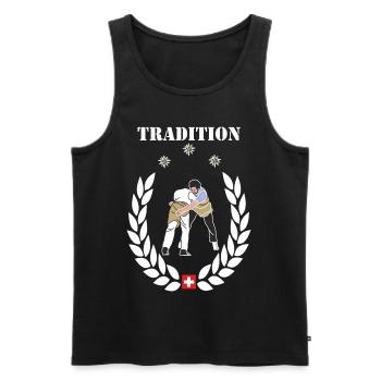 Schweizer Nationalsport Schwingen, - Männer Premium Bio Tank Top - Schwarz - Vorne - AI Model Male 178 light (178cm)