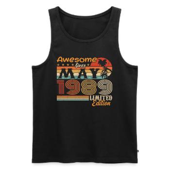 May 1989 - Vintage 1989 Jubilee - May 1989 - Men's Premium Organic Tank Top - black - Front - Michal (187cm)