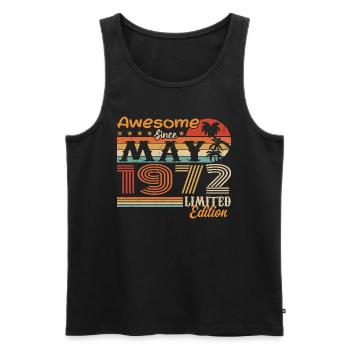 May 1972 - Year 1972 Jubilee - May 1972 - Men's Premium Organic Tank Top - black - Front - AI Model Male 178 light (178cm)