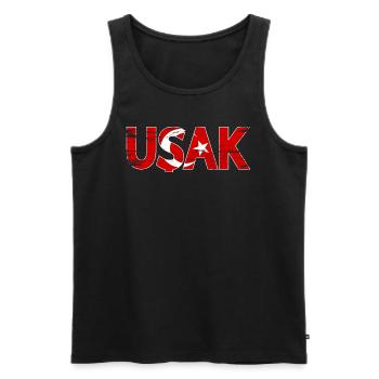 Usak Drapeau turc utilisé - Débardeur bio Premium Homme - noir - Devant - AI Model Male 178 light (178cm)