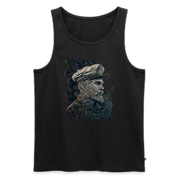 La beauté de la navigation, capitaine nautique - Débardeur bio Premium Homme - noir - Devant - AI Model Male 178 light (178cm)