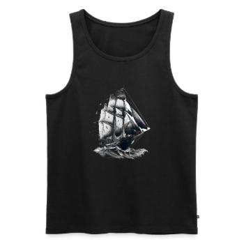 Segelschiff auf hoher See: Freiheit und Abenteuer - Männer Premium Bio Tank Top - Schwarz - Vorne - AI Model Male 178 light (178cm)