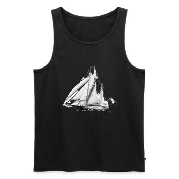Beau grand voilier sur la mer - Débardeur bio Premium Homme - noir - Devant - Michal (187cm)