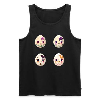 Bunte Eier zu Ostern bemalt - Männer Premium Bio Tank Top - Schwarz - Vorne - AI Model Male 178 light (178cm)