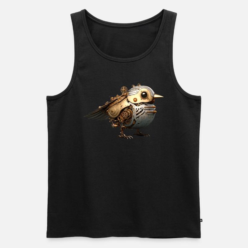Steampunk Vogel - Männer Premium Bio Tank Top - Schwarz