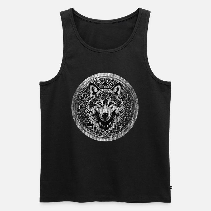 Wolf Wikinger Wild - Männer Premium Bio Tank Top - Schwarz