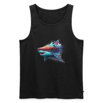 cool, colorful shark - Men's Premium Organic Tank Top - black - Front - AI Model Male 178 light (178cm)