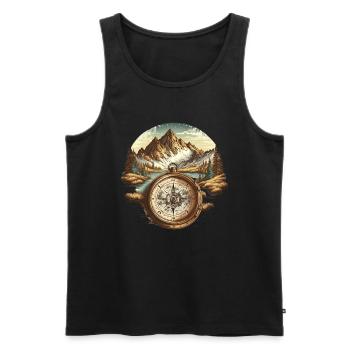 Kompass ins Abenteuer - Männer Premium Bio Tank Top - Schwarz - Vorne - Michal (187cm)