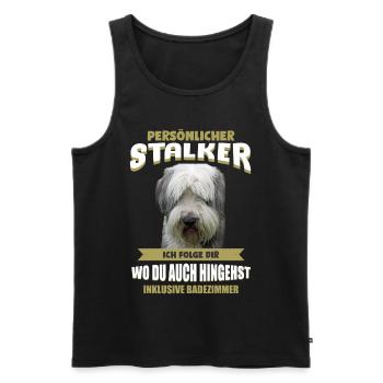 Bearded Collie Tshirt - Bearded Collie Hund Shirt - Männer Premium Bio Tank Top - Schwarz - Vorne - Michal (187cm)