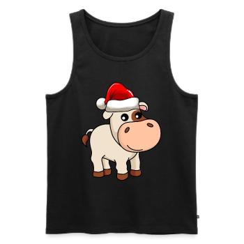 Kuh Comic Weihnachten - Männer Premium Bio Tank Top - Schwarz - Vorne - Michal (187cm)