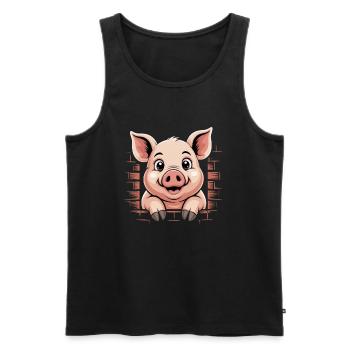 Cute pig with big eyes - Men's Premium Organic Tank Top - black - Front - Michal (187cm)