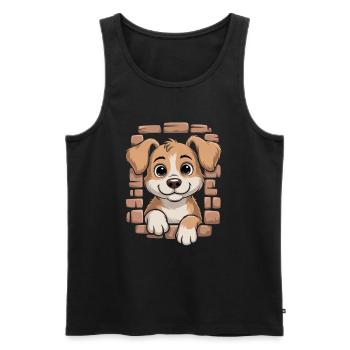 Cute dog with big eyes - Men's Premium Organic Tank Top - black - Front - Michal (187cm)