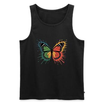Colorful butterfly with color explosion - Men's Premium Organic Tank Top - black - Front - Michal (187cm)
