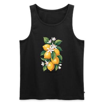 Sunshine & Citrus Zitronen Sommer Urlaub - Männer Premium Bio Tank Top - Schwarz - Vorne - AI Model Male 178 light (178cm)